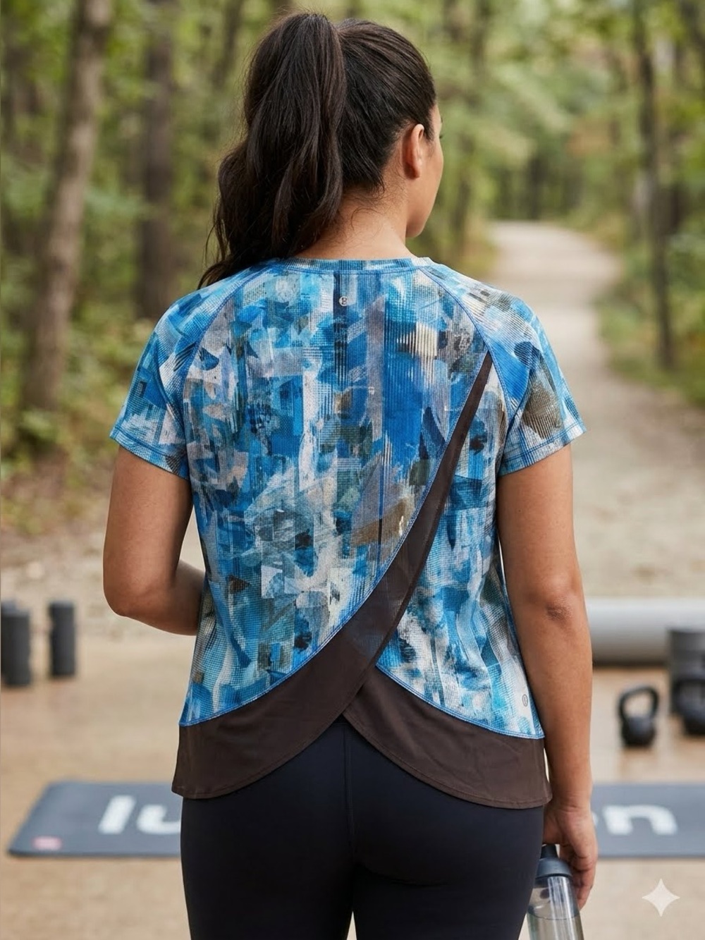 Lululemon Shirt Women 12 Quick Pace SS Digital Geometric Gym Workout Run GUC